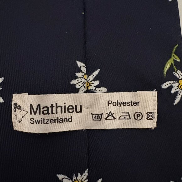 Mathieu Switzerland Polyester Tie Floral Mens Necktie Classic Office Dad Gift - Picture 5 of 7